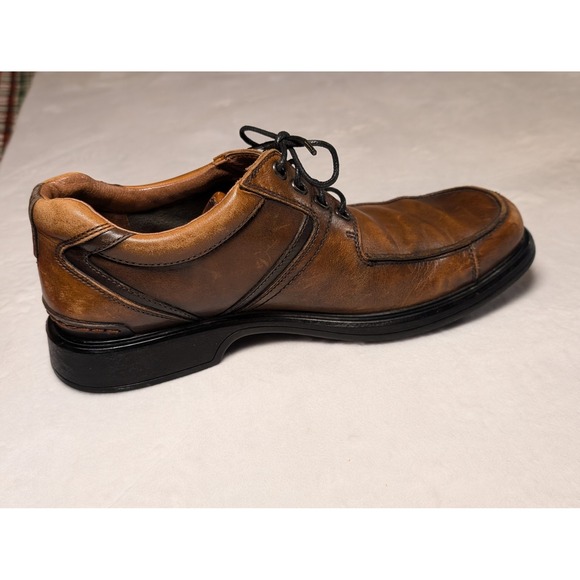 Vintage 02/06 Clarks Mens Brown Leather Square Toe Lace Up Dress Shoes Size 9.5M - Picture 4 of 13